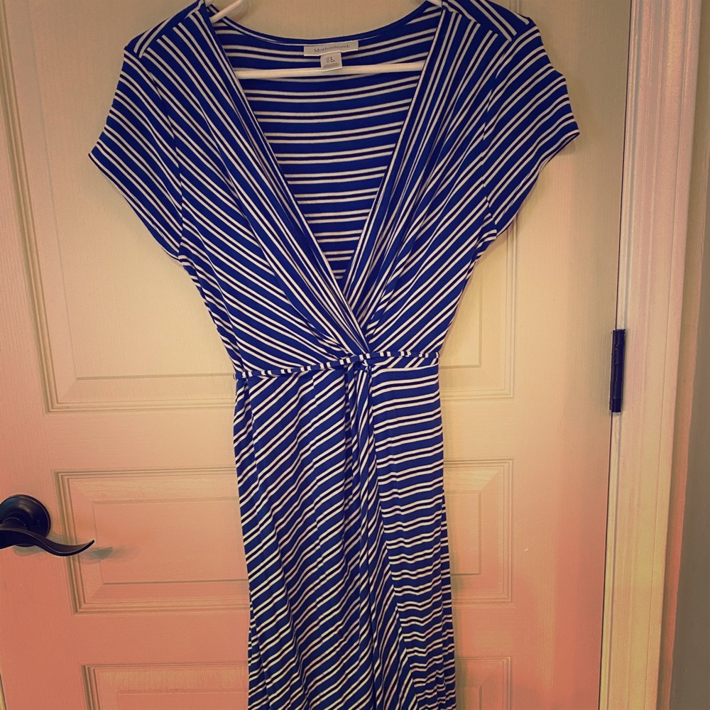 Mid length striped maternity dress